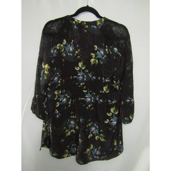 ELLE Women’s Large Blouse Lot 2 Lace Floral Tunic Tops Purple & Green Black Goth - Picture 6 of 10